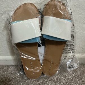 Volcom White and Tan Women's Slide Sandals